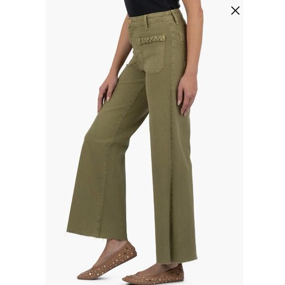 KUT Pants - KUT from the Kloth Meg Braid Pocket Raw Hem High Waist Wide Leg Jeans Size 27